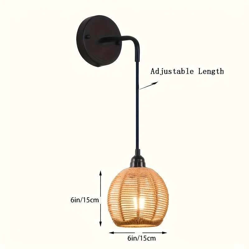 Boho Rattan Adjustable Wall Lamp