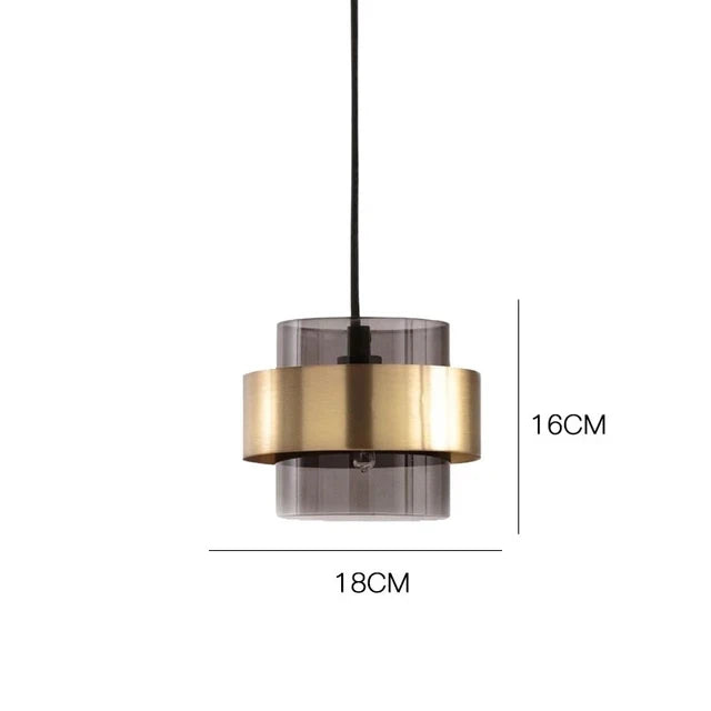 Brass Band Glass Cylinder Pendant