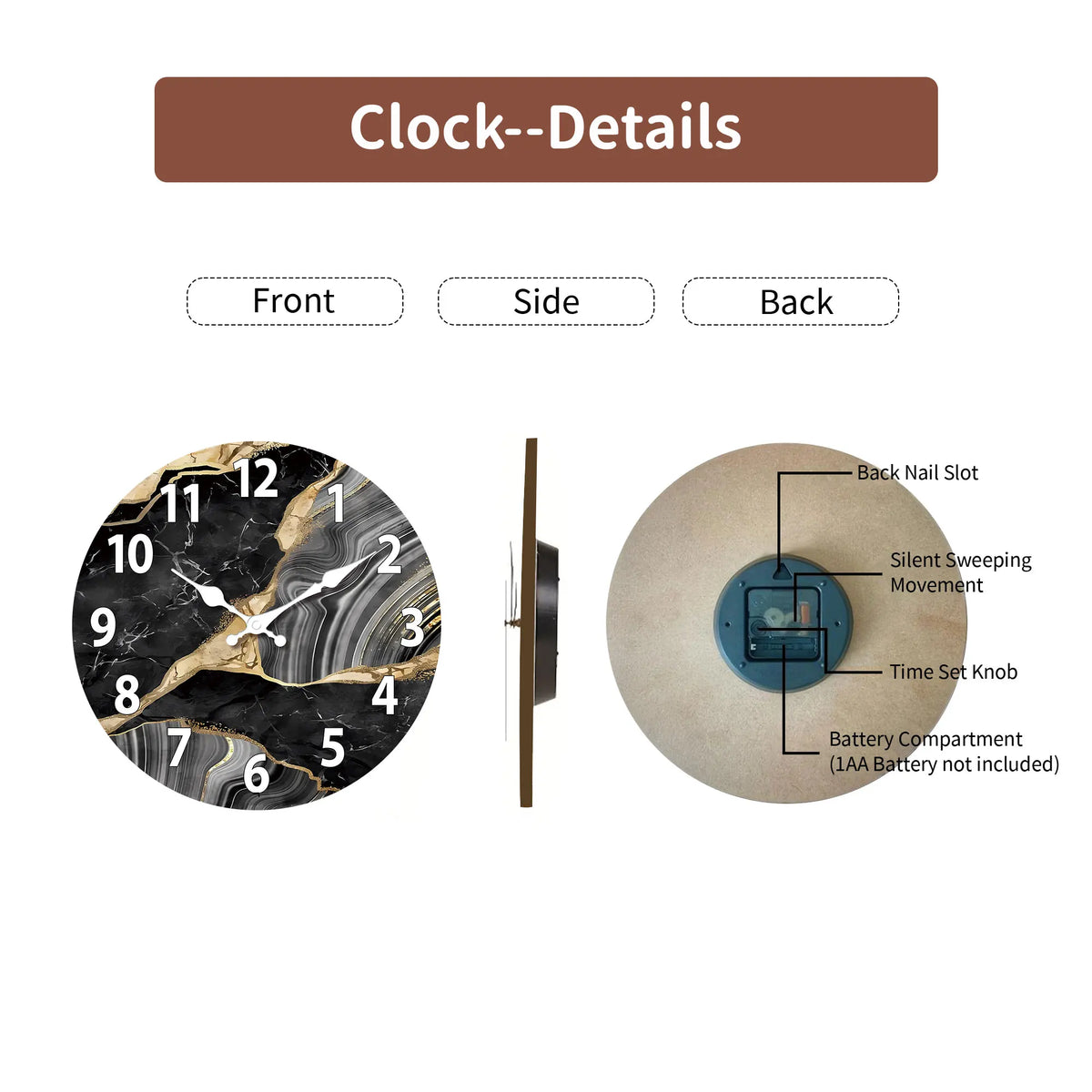 MarbellaTime Marble Wall Clock
