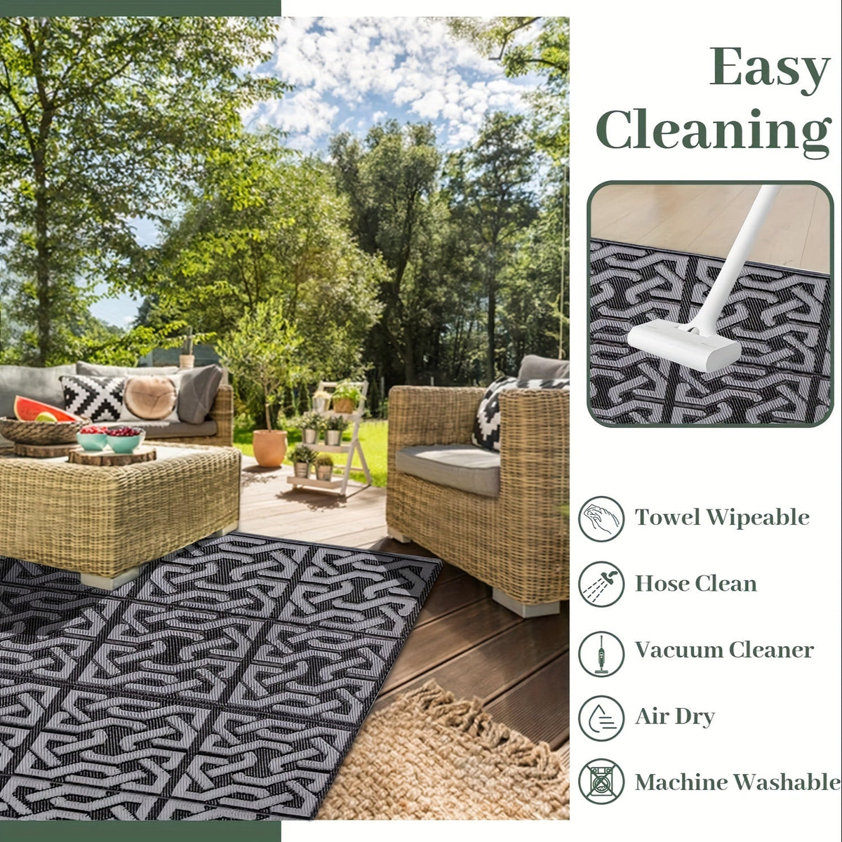 Reversible Outdoor Patio Rug