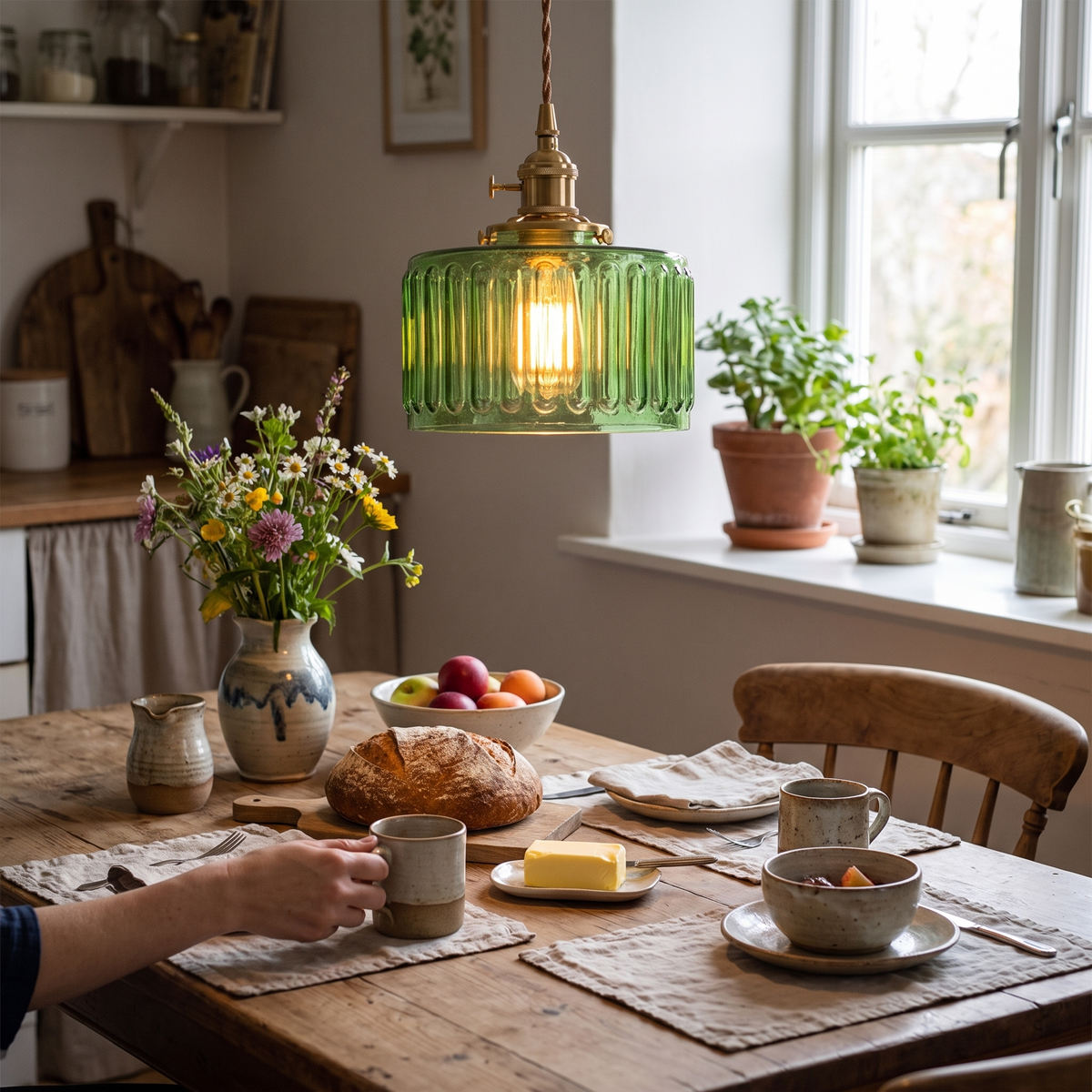 Ribbed Glass Pendant Light