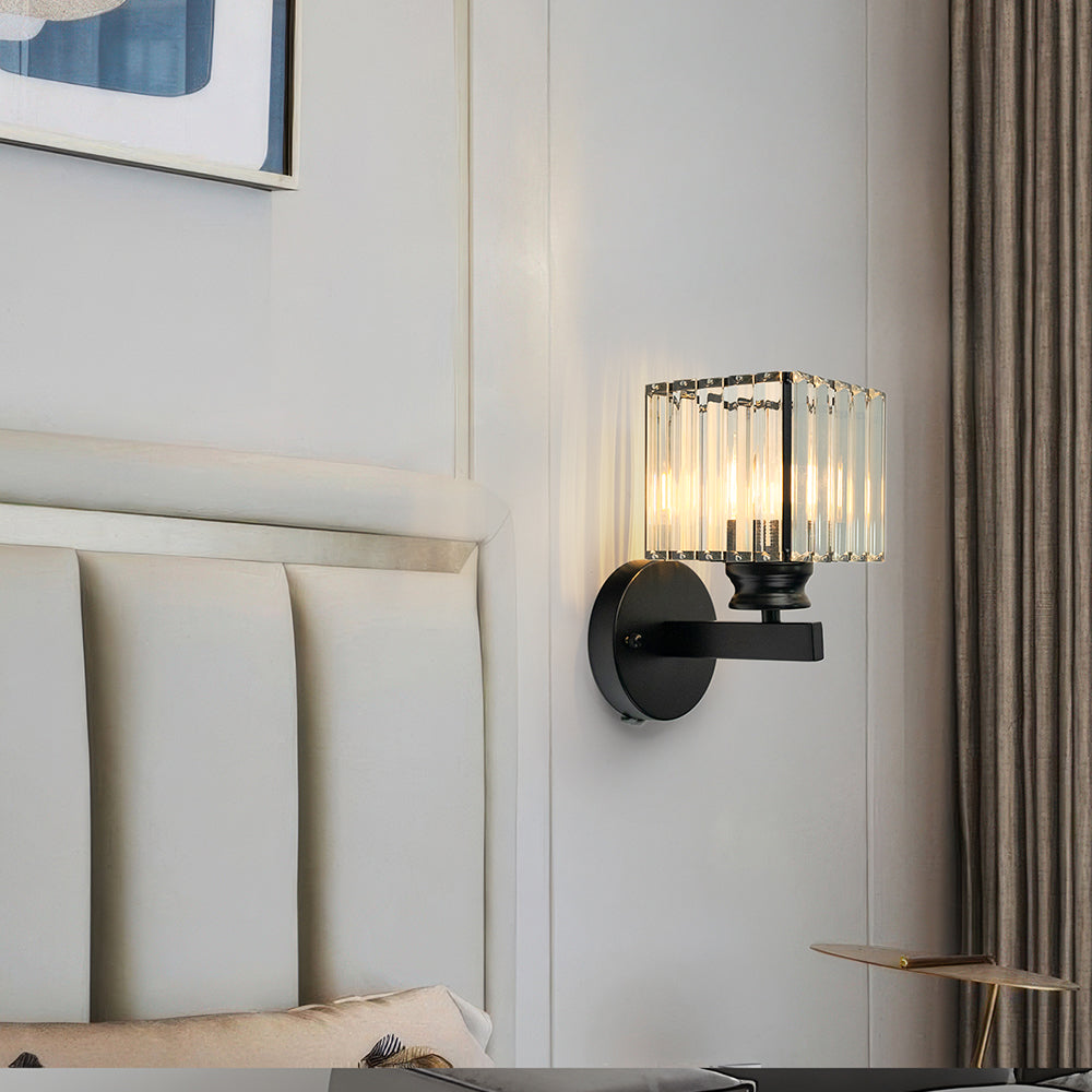 Crystal Glass and Iron Sconce