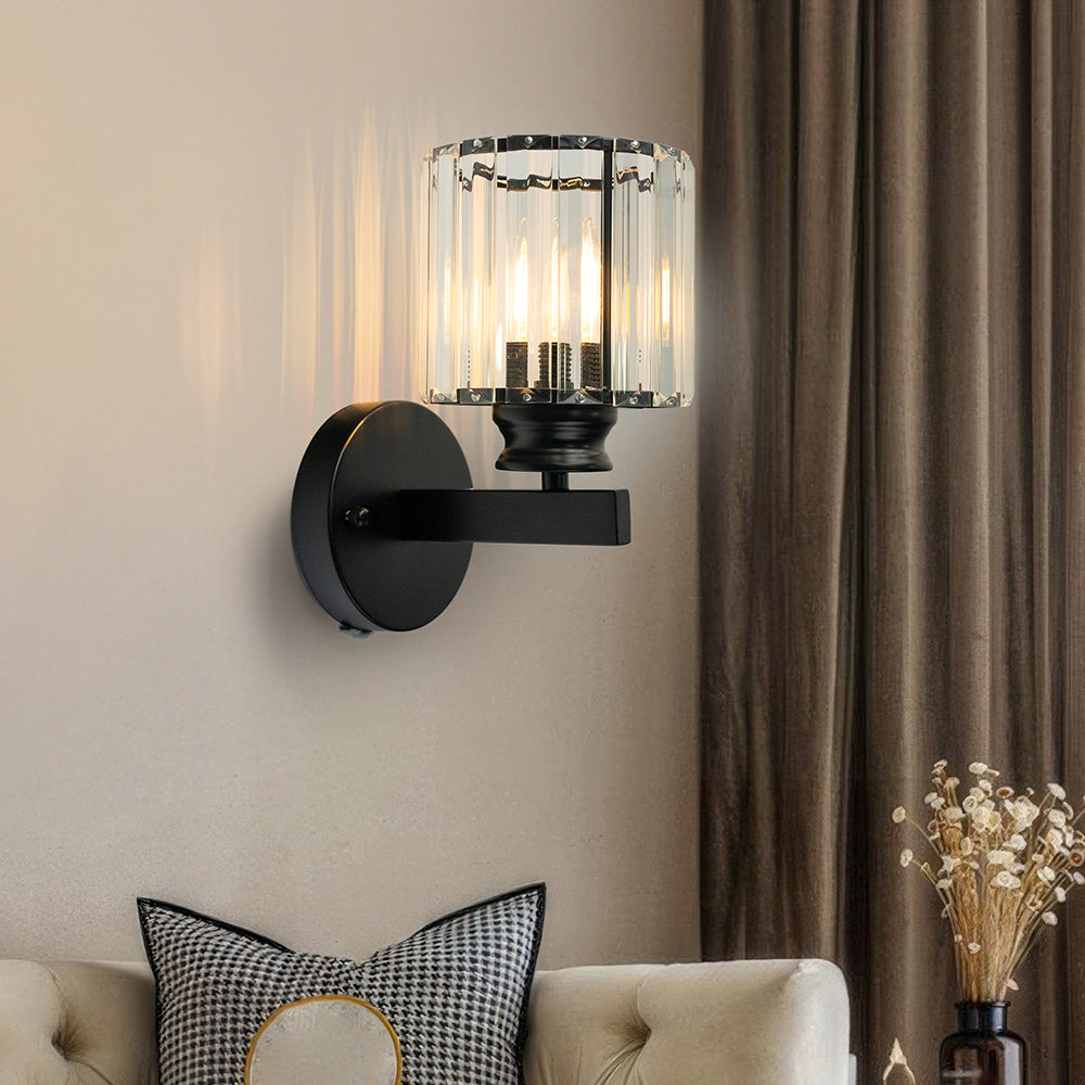 Crystal Glass and Iron Sconce