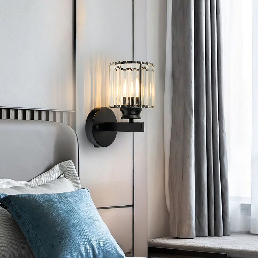 Crystal Glass and Iron Sconce