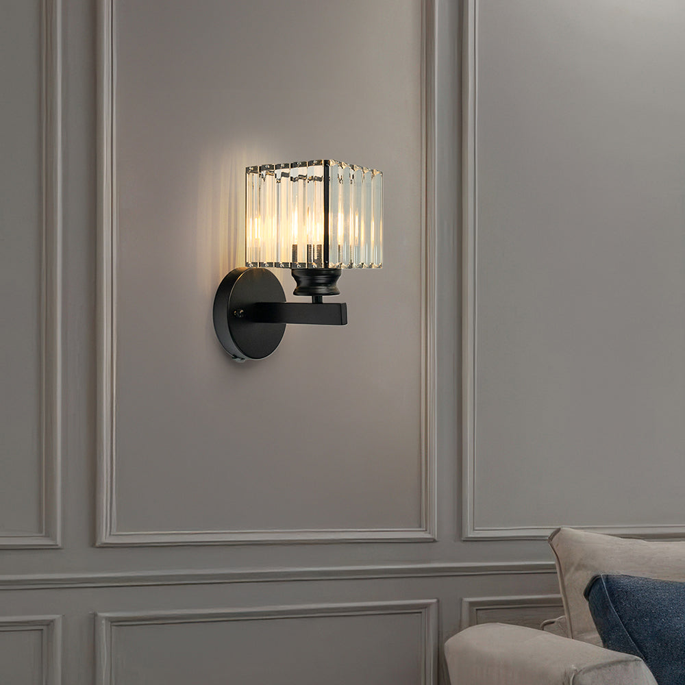 Crystal Glass and Iron Sconce