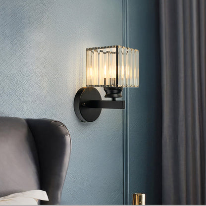 Crystal Glass and Iron Sconce