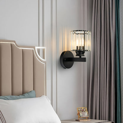 Crystal Glass and Iron Sconce
