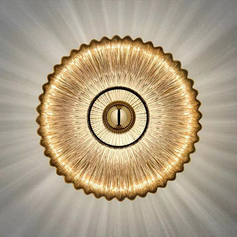 Vintage Ribbed Glass Wall Sconce