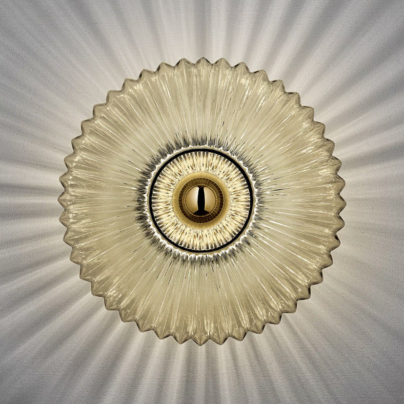 Vintage Ribbed Glass Wall Sconce