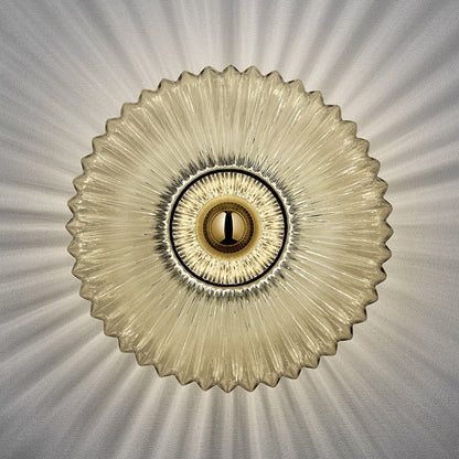Vintage Ribbed Glass Wall Sconce