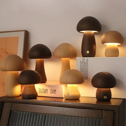 Portobello Wooden Mushroom Lamp