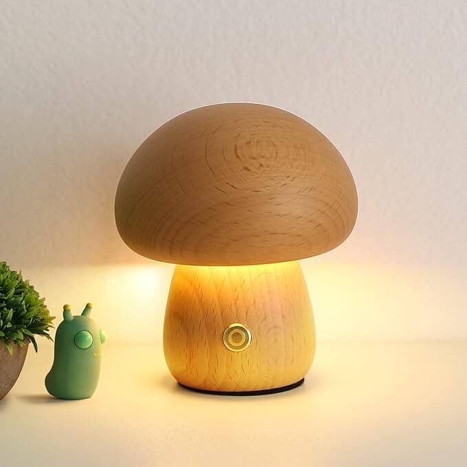 Portobello Wooden Mushroom Lamp