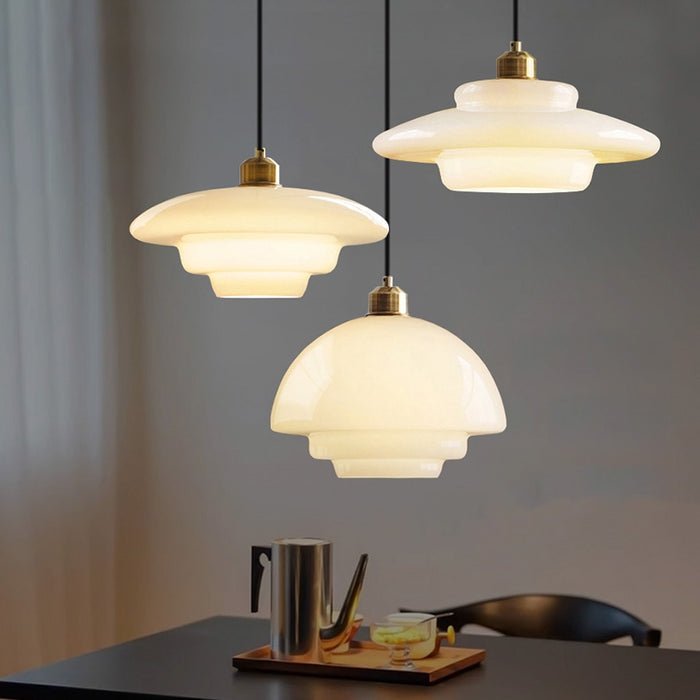 White Glass Dome Pendant Light