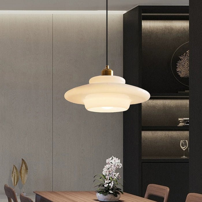 White Glass Dome Pendant Light