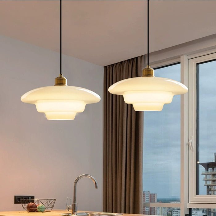 White Glass Dome Pendant Light