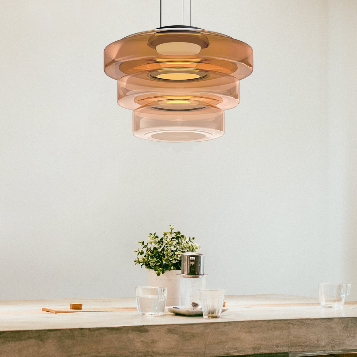 Bauhaus Tiered Glass Pendant
