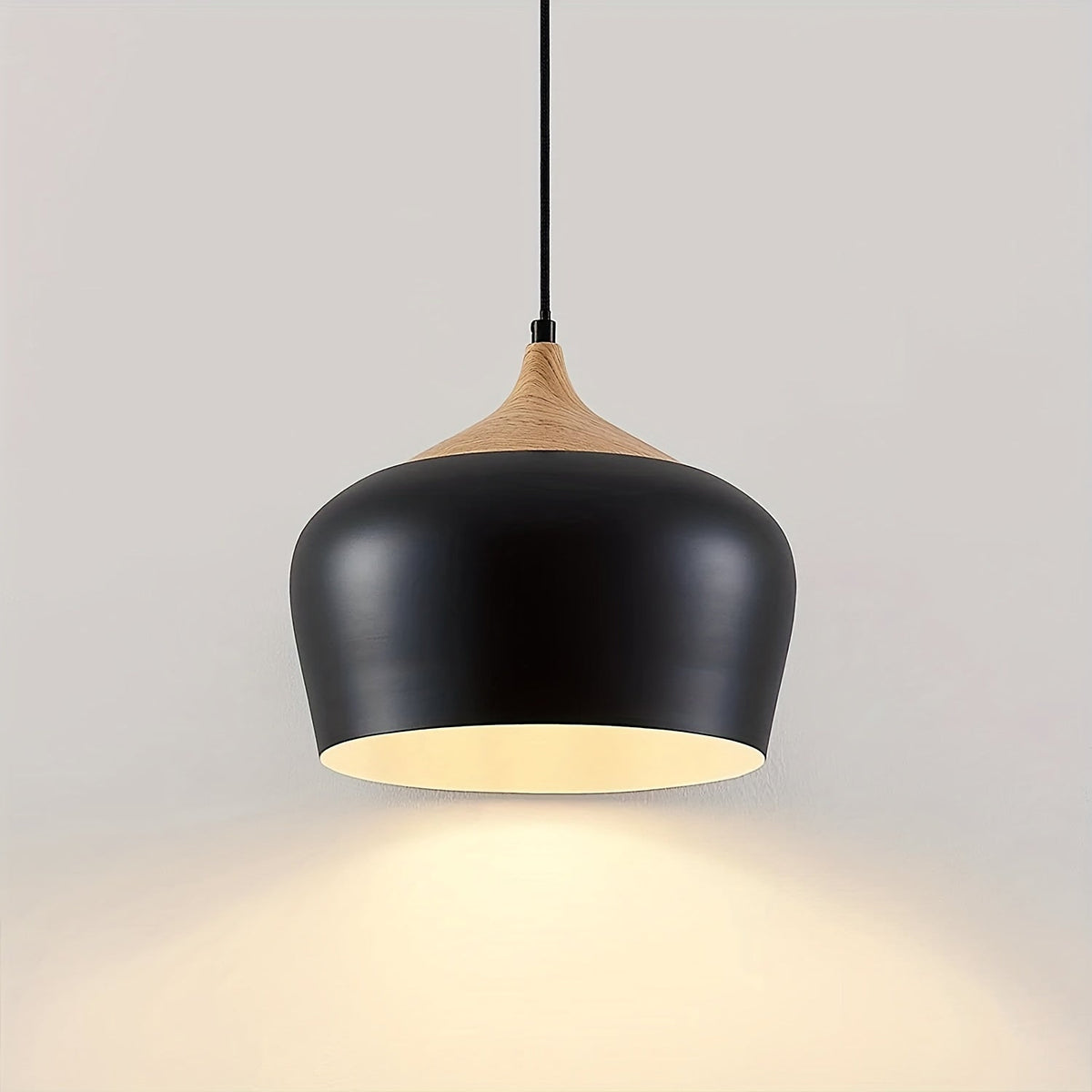 Scandinavian Iron and Wood Pendant