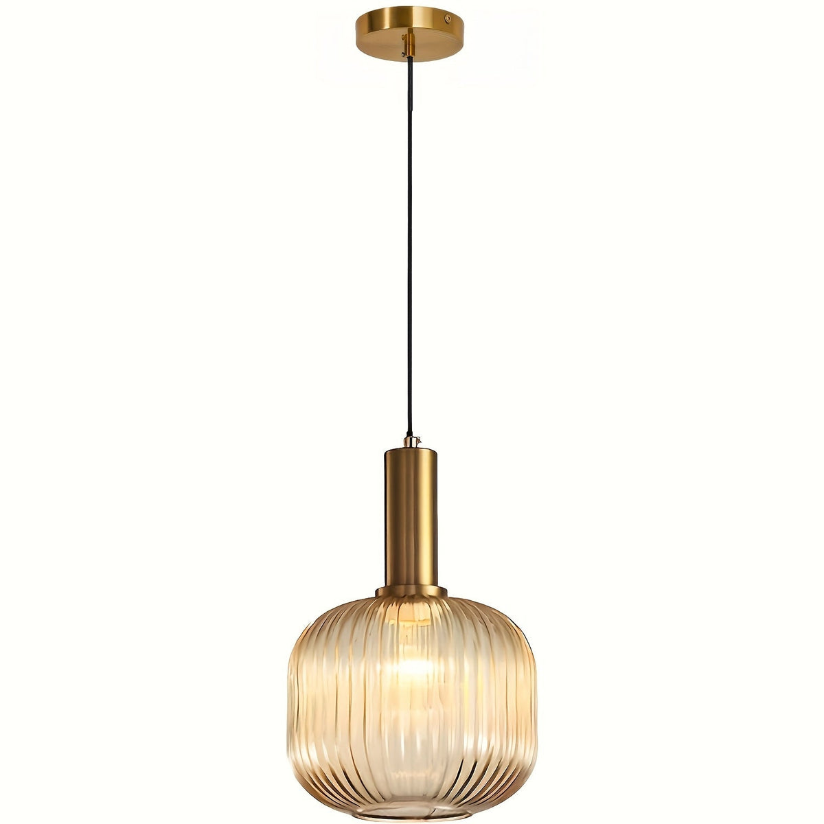 Striped Glass Brass Pendant