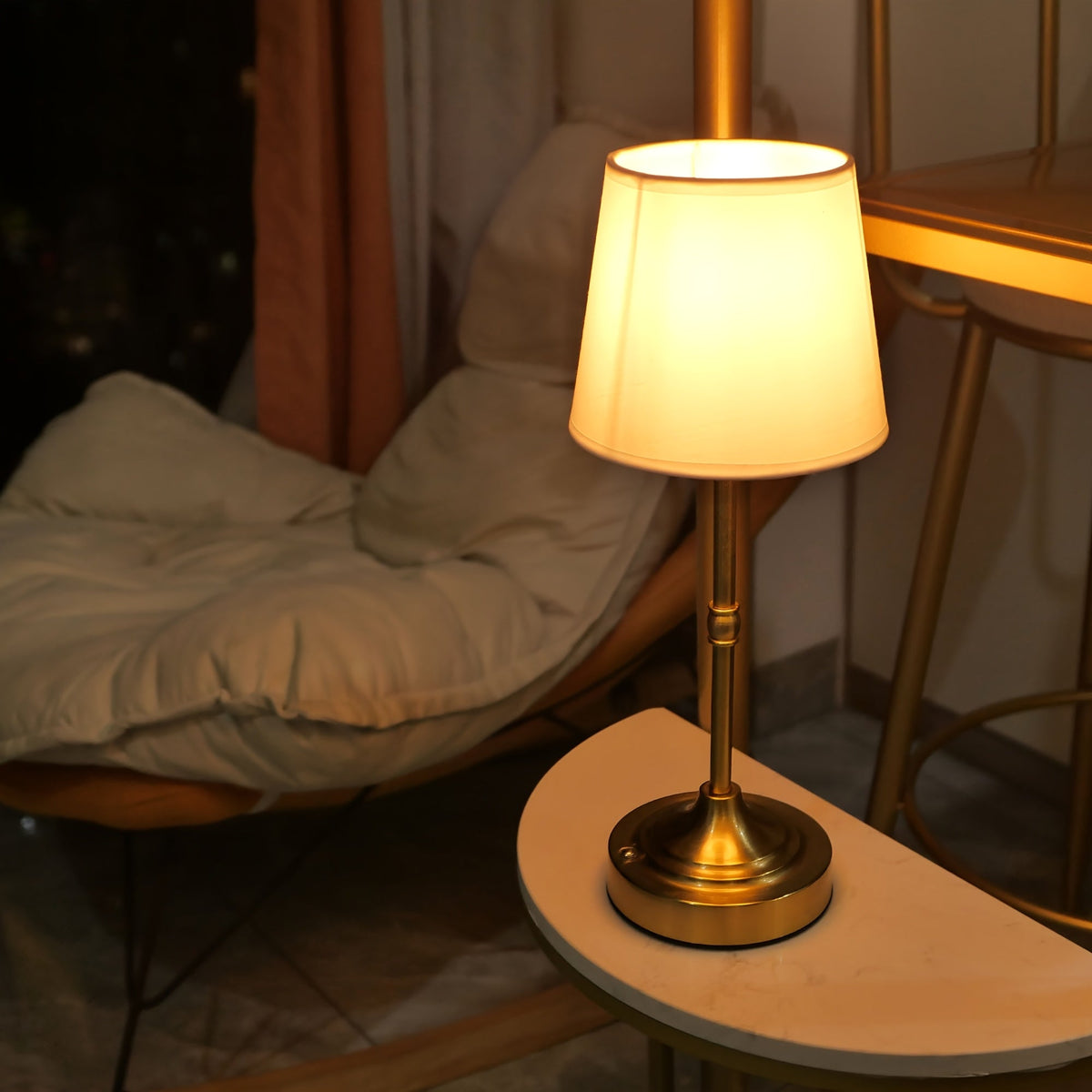 Cordless Brushed Metal Table Lamp
