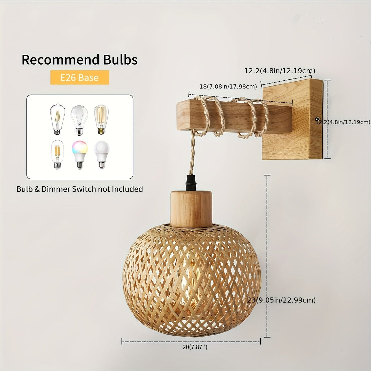 Rustic Rattan and Wood Sconce