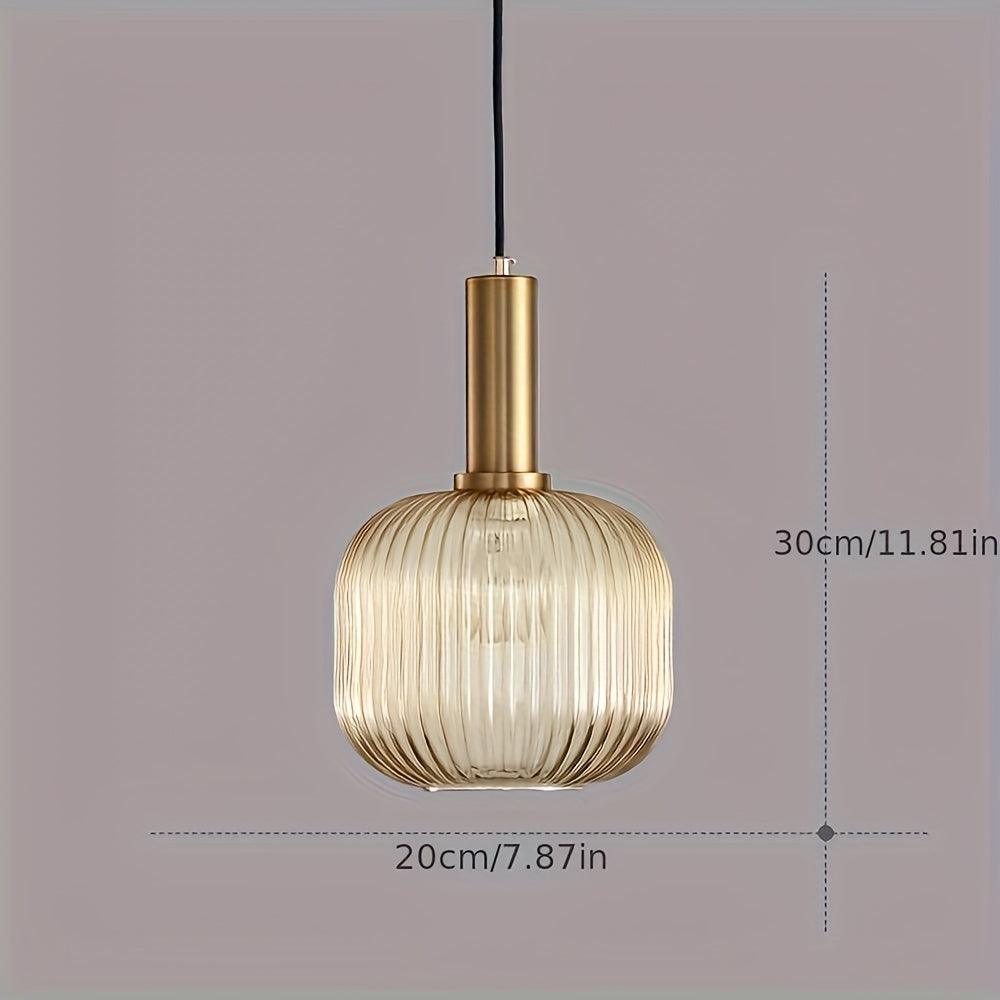 Striped Glass Brass Pendant