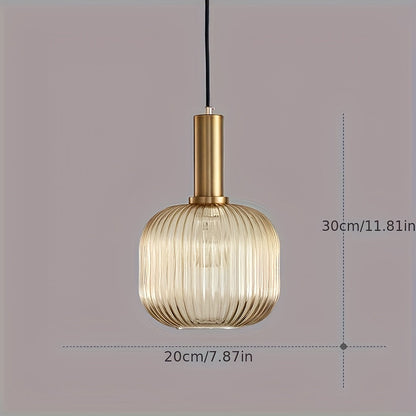 Striped Glass Brass Pendant