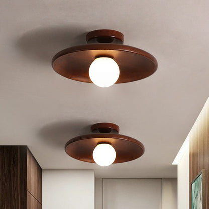 Wooden Semi-Flush Ceiling Light