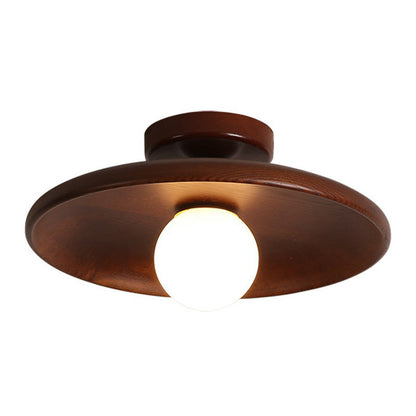 Wooden Semi-Flush Ceiling Light
