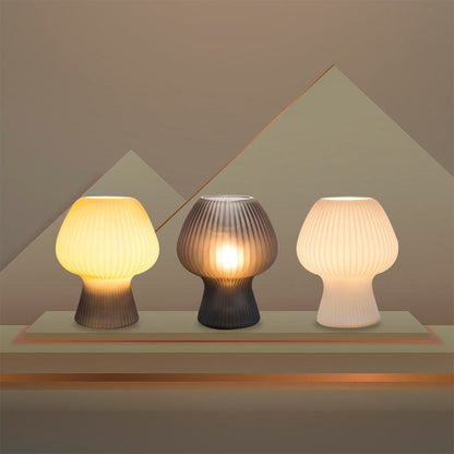 Ribbed Glass Mushroom Table Lamp