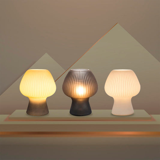 Ribbed Glass Mushroom Table Lamp