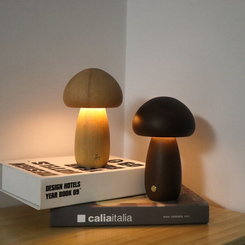 Portobello Wooden Mushroom Lamp
