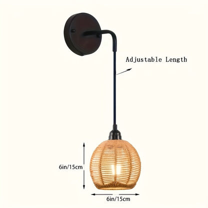Boho Rattan Adjustable Wall Lamp