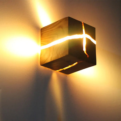 WoodAura Carved Wood Resin Light