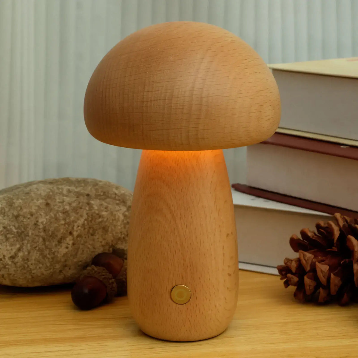 Portobello Wooden Mushroom Lamp