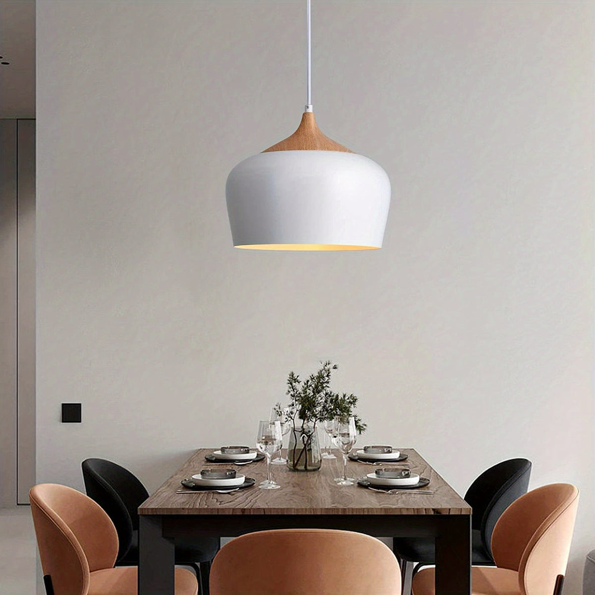 Scandinavian Iron and Wood Pendant