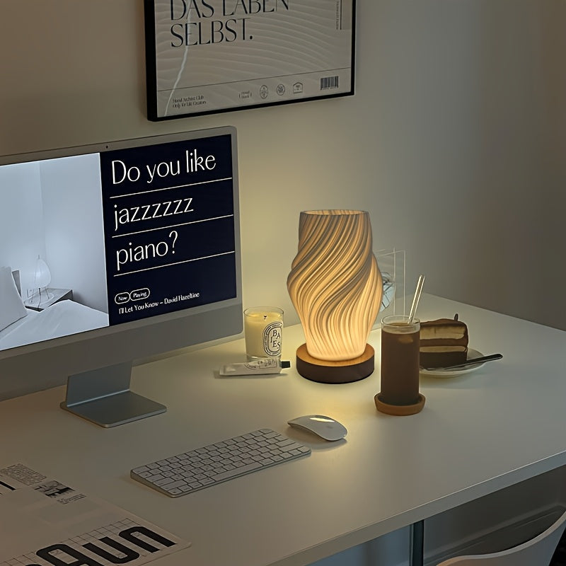 LED Swirl Sculptural Table Lamp