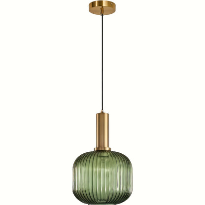 Striped Glass Brass Pendant