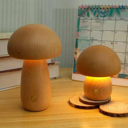 Portobello Wooden Mushroom Lamp