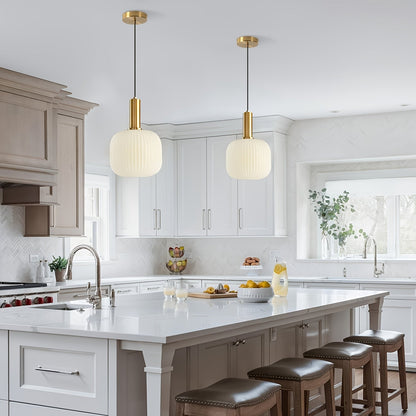 Striped Glass Brass Pendant