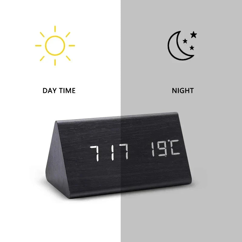 LED Smart Wooden Alarm Clock
