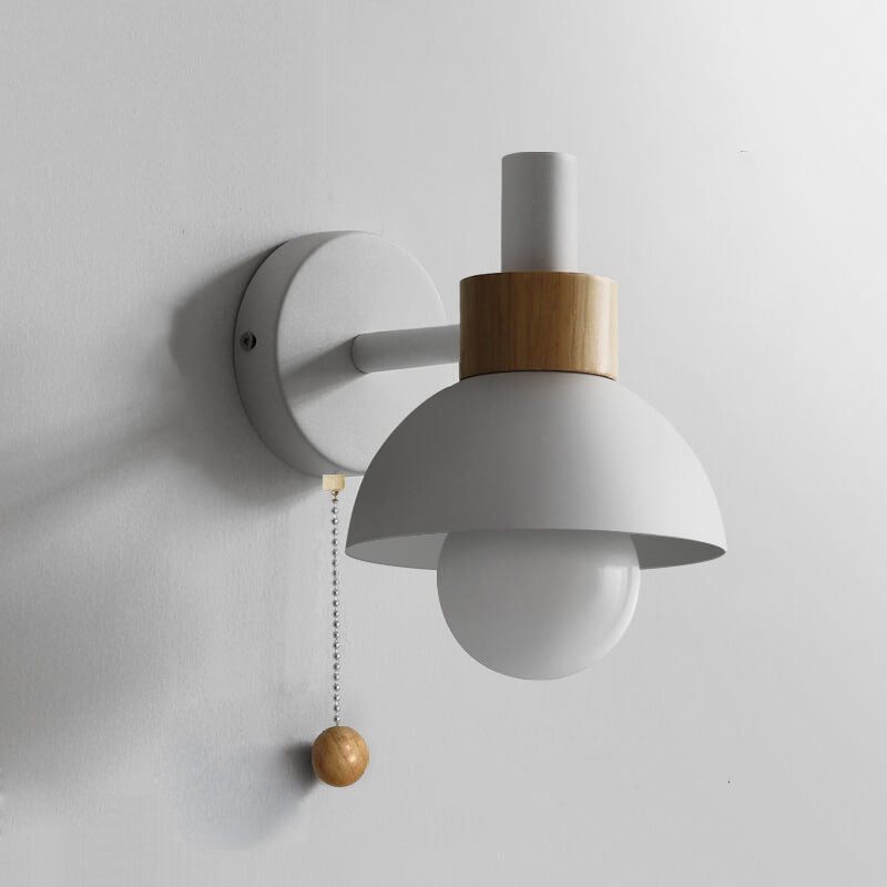 Wood Accent Pull-Switch Wall Lamp