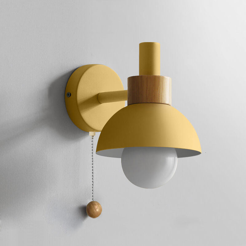 Wood Accent Pull-Switch Wall Lamp