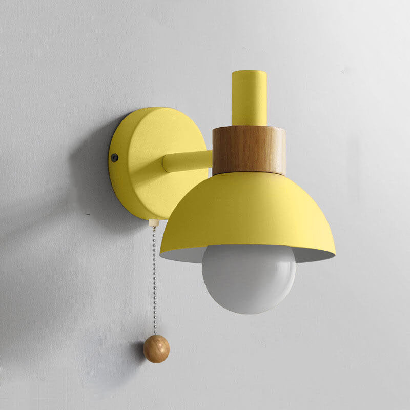 Wood Accent Pull-Switch Wall Lamp