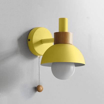 Wood Accent Pull-Switch Wall Lamp
