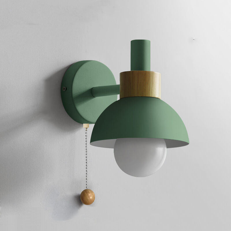 Wood Accent Pull-Switch Wall Lamp