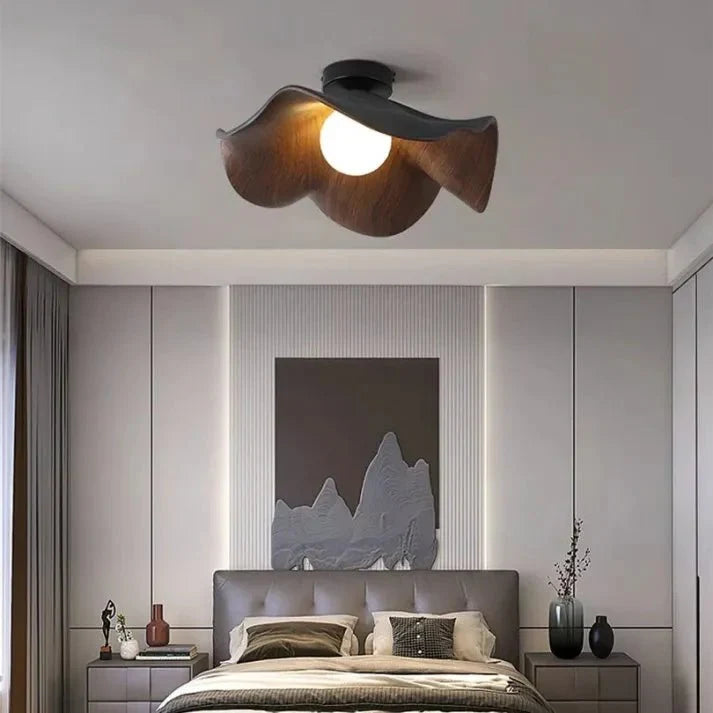 Wooden Lotus Ceiling Light