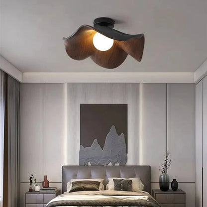 Wooden Lotus Ceiling Light