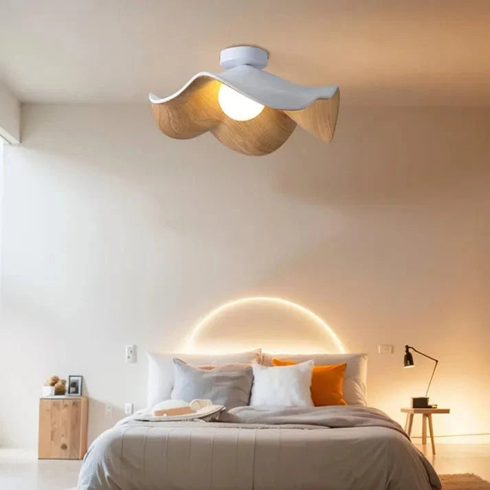 Wooden Lotus Ceiling Light
