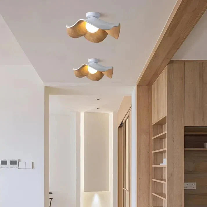Wooden Lotus Ceiling Light