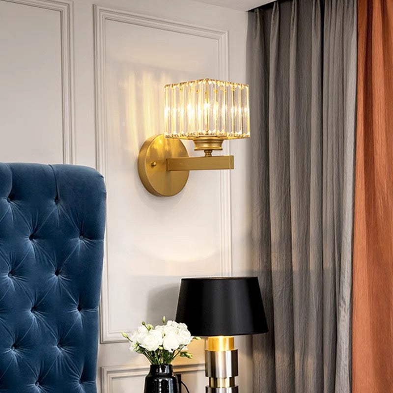 Crystal Glass and Iron Sconce